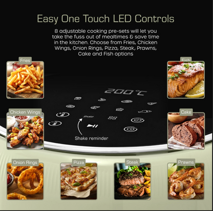 Swan Retro Digital Air Fryer with Swan Cyclone Technology - Green, 4.5L, 1500W, 8 Pre Set Cooking Options, SD10513GRN