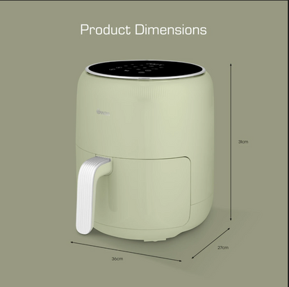 Swan Retro Digital Air Fryer with Swan Cyclone Technology - Green, 4.5L, 1500W, 8 Pre Set Cooking Options, SD10513GRN