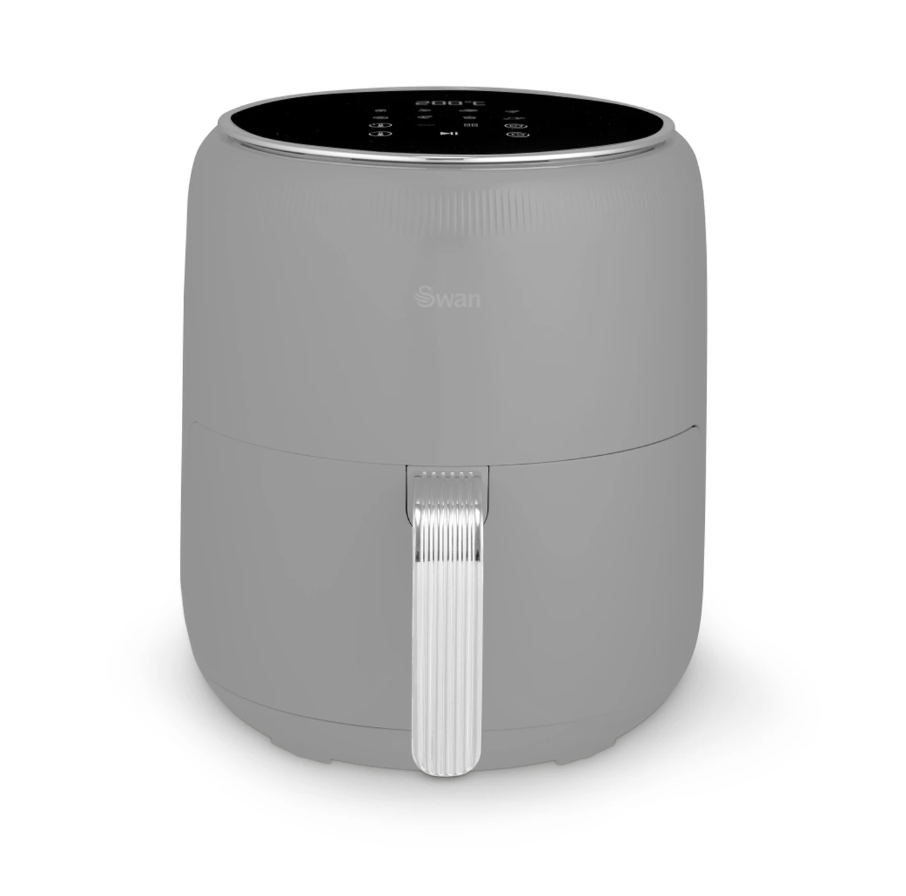 Swan Retro Digital Air Fryer with Swan Cyclone Technology - Grey, 4.5L, 1500W, 8 Pre Set Cooking Options, SD10513GRY