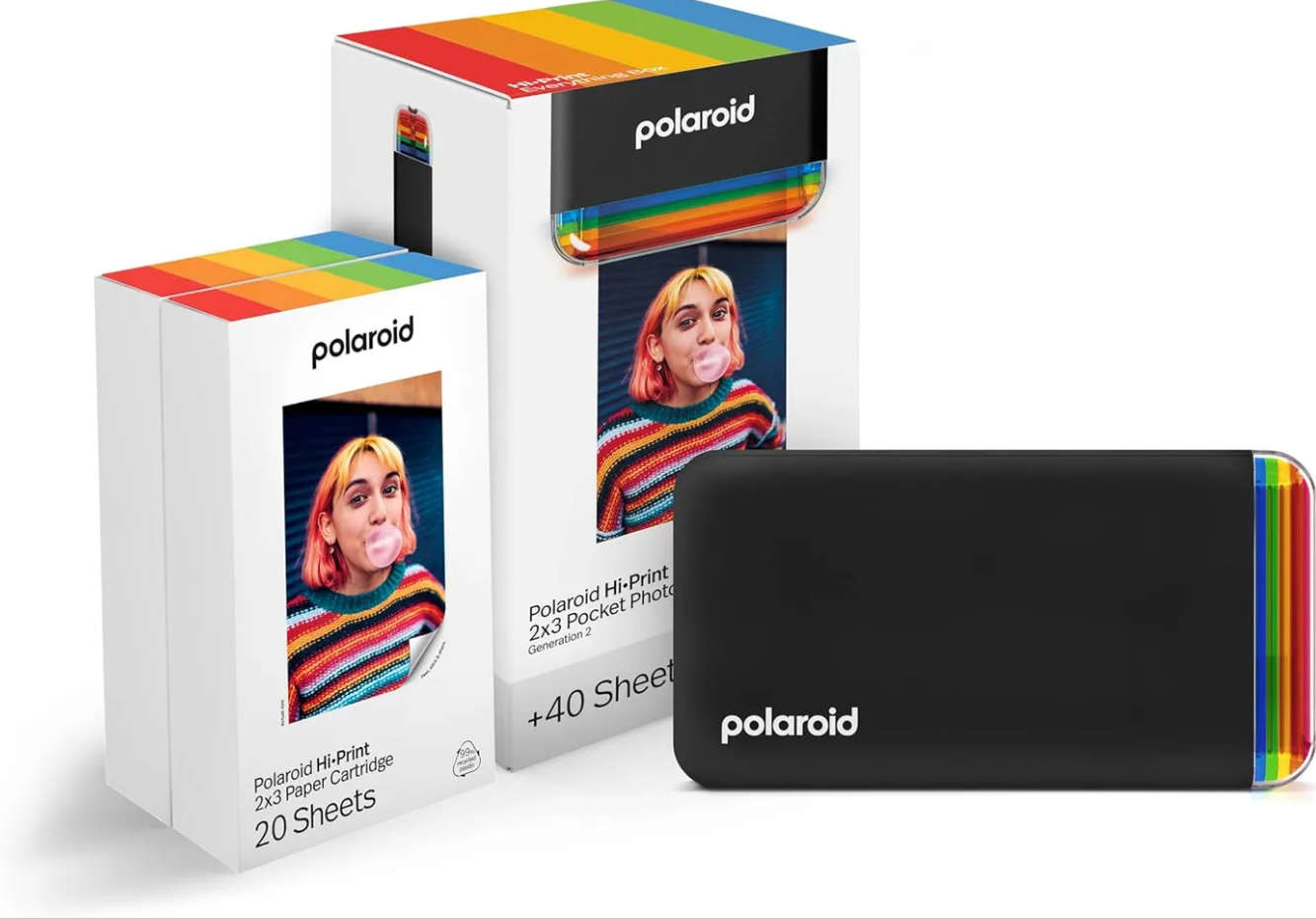 Polaroid Hi-Print Bluetooth 2x3 Photo Printer + Photo Paper Bundle (40 Sheets Included)