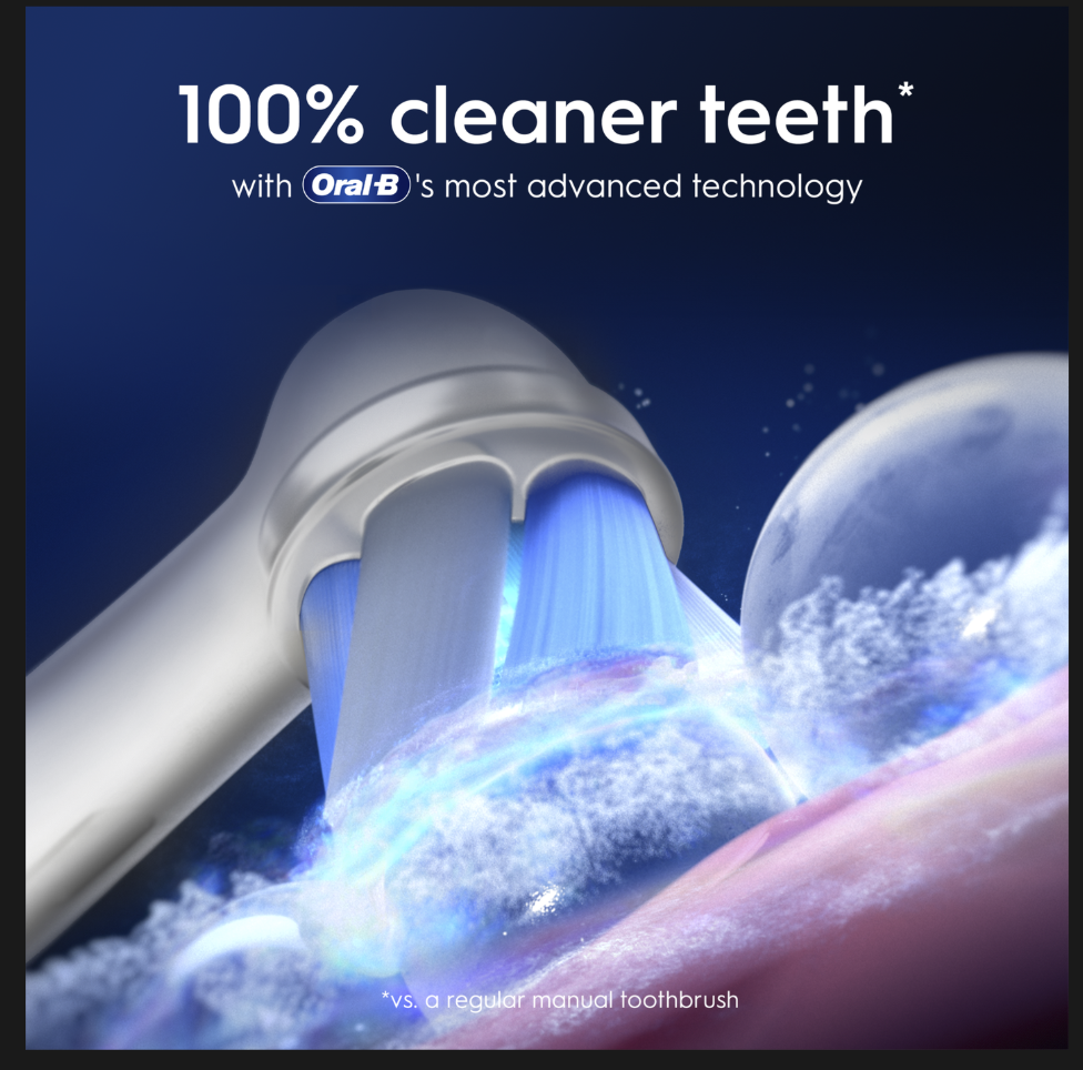 Oral-B iO9 Adult Electric Toothbrush, App Connected, 1 Toothbrush Head & Charging Travel Case, 7 Modes with Teeth Whitening, 2 Pin UK Plug, White