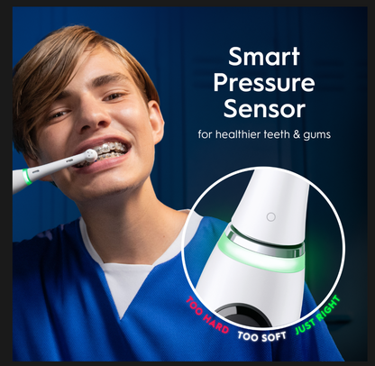 Oral-B iO9 Adult Electric Toothbrush, App Connected, 1 Toothbrush Head & Charging Travel Case, 7 Modes with Teeth Whitening, 2 Pin UK Plug, White