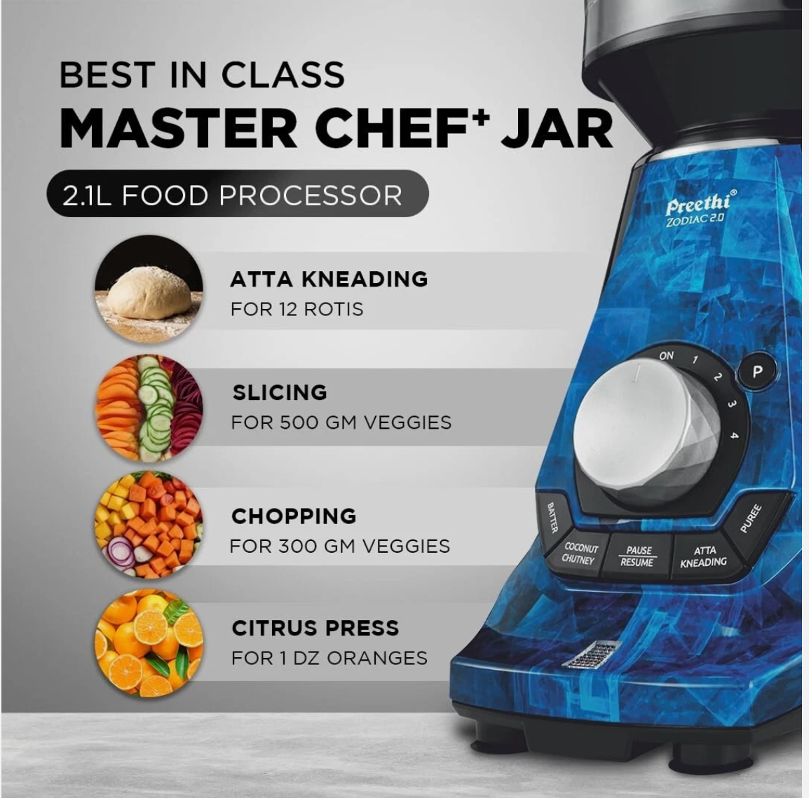 Preethi Zodiac 2.0 Mixer Grinder MG-255 1000 Watt Mixie With 4 Jars