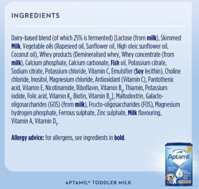 Aptamil 3 Toddler Baby Milk Powder Formula, 1-2 Years, 800g (Pack of 6) - Packaging May Vary