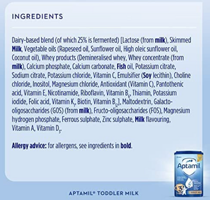 Aptamil 3 Toddler Baby Milk Powder Formula, 1-2 Years, 800g (Pack of 6) - Packaging May Vary