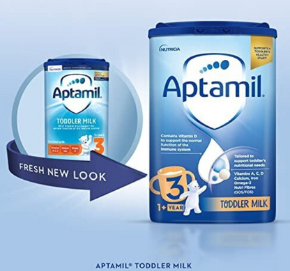 Aptamil 3 Toddler Baby Milk Powder Formula, 1-2 Years, 800g (Pack of 6) - Packaging May Vary