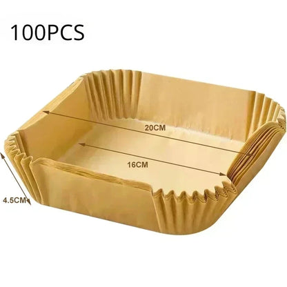 50pcs Air Fryer Grease Absorbent  For Household Baking Pans With Thickened Silicone Paper Pads