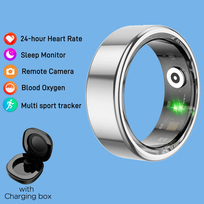 R02 Smart Ring Sensor Men Women Stainless Steel Heart Rate Monitor Blood Oxygen Fashion Exercise Records Step Finger Rings