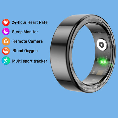 R02 Smart Ring Sensor Men Women Stainless Steel Heart Rate Monitor Blood Oxygen Fashion Exercise Records Step Finger Rings