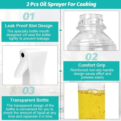Oil Spray Bottle,Bottle Mister Oil Dispenser Portable Oil Mister BBQ Cooking Spray Bottle for Air Fryer Kitchen Salad Baking