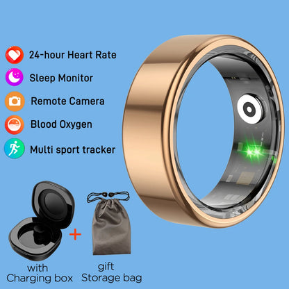 R02 Smart Ring Sensor Men Women Stainless Steel Heart Rate Monitor Blood Oxygen Fashion Exercise Records Step Finger Rings