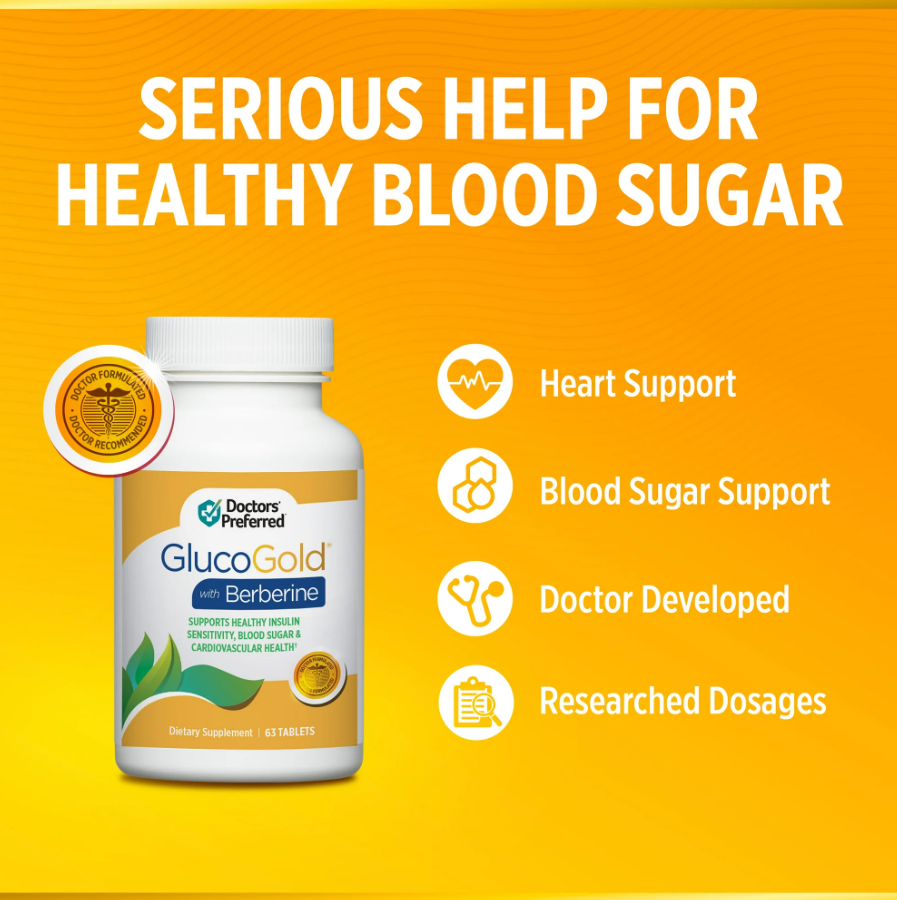 GluoGold  Support Healthy Blood Sugar Control with Berberine 500mg 90 Tablets