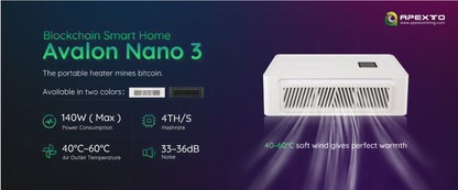 Avalon Nano 3 (Brand New!) BTC BCH Efficient Mining Machine with Low Energy Consumption for Beginners and Small Setups